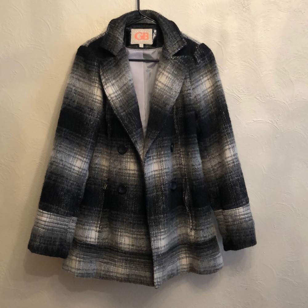 GB Black And White Wool Peacoat Size M